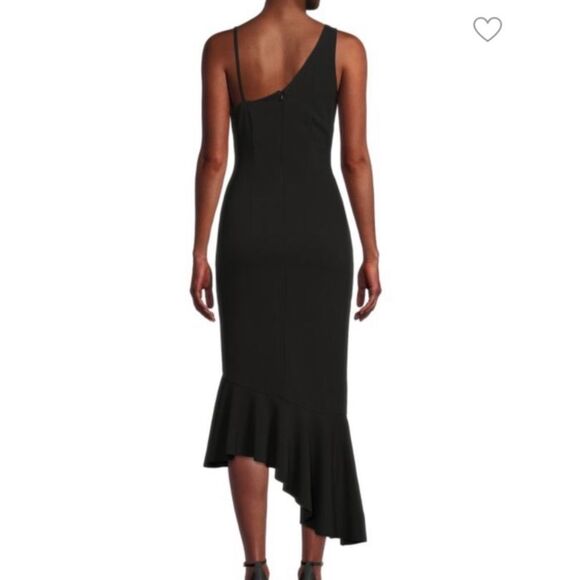 SAKS OFF FIFTH Asymmetric Slip Midi Dress in Black - Picture 2 of 6